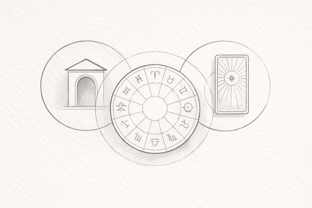 Religion, Astrology & Tarot, Conceptual Coexistence Illustration