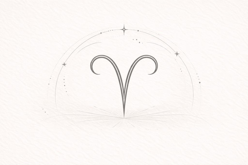 Aries symbol with celestial accents