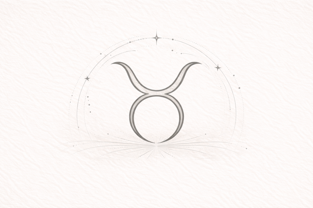Taurus astrology symbol with celestial accents