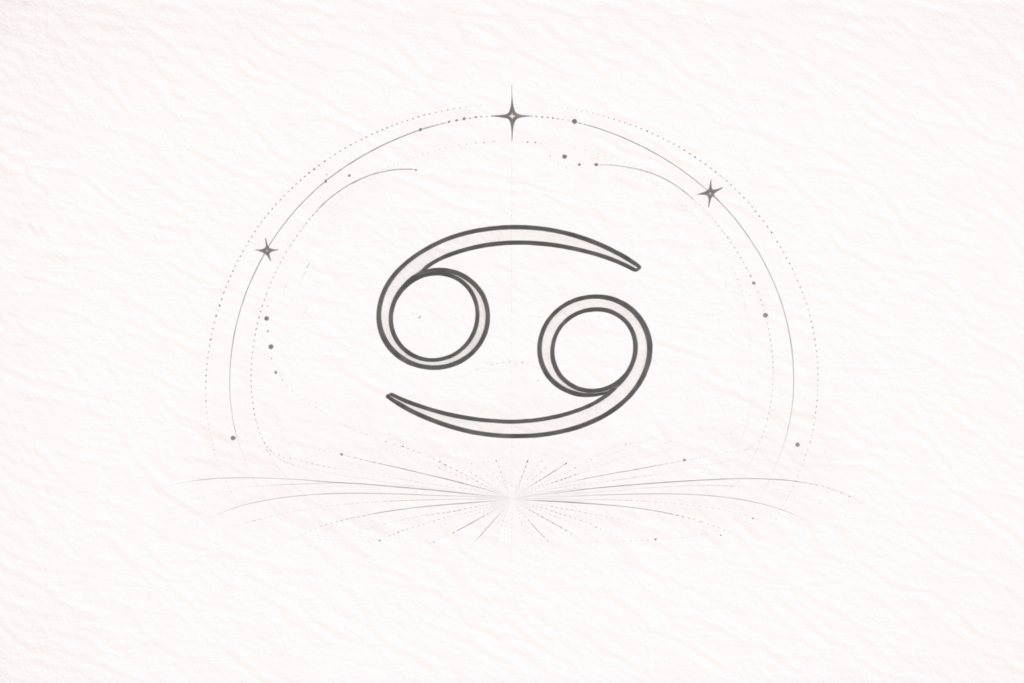 Cancer zodiac symbol in monochrome