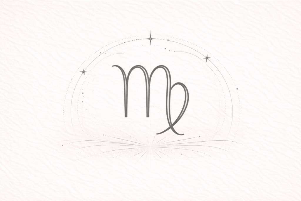 Virgo symbol with celestial accents