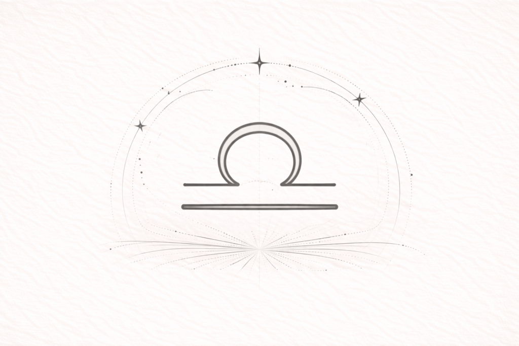 Balanced Libra symbol with stars
