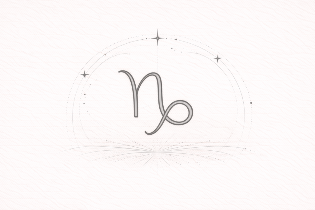 Capricorn symbol with cosmic accents