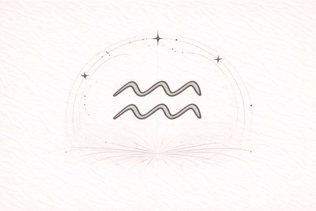 Aquarius symbol with celestial accents
