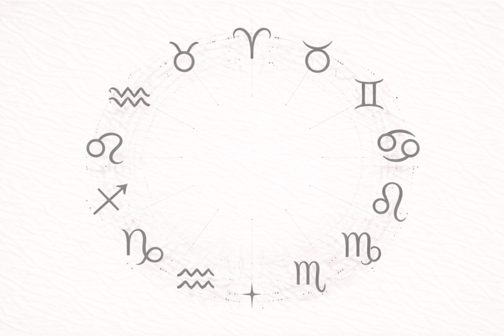 Zodiac symbols in minimalist circle design