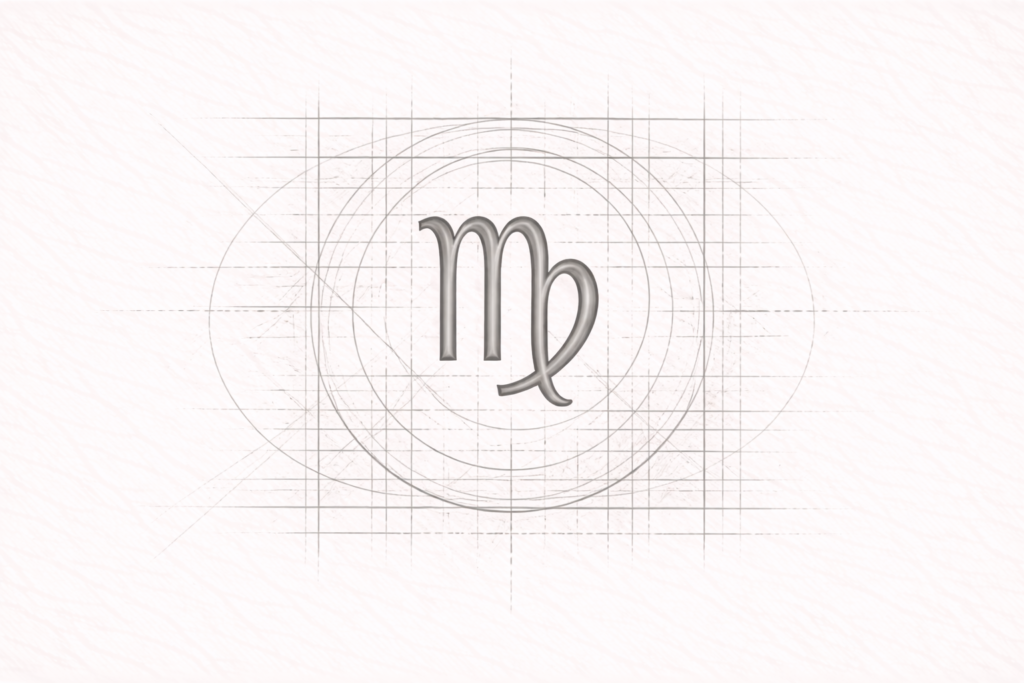 Virgo symbol within geometric grid