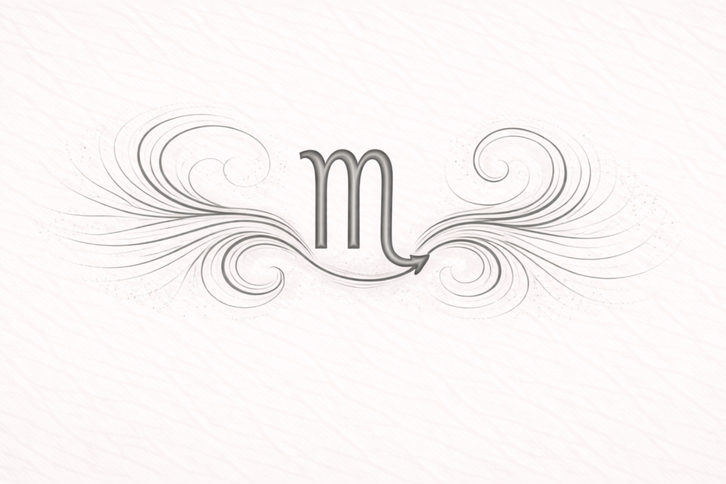 Scorpio symbol with swirling lines