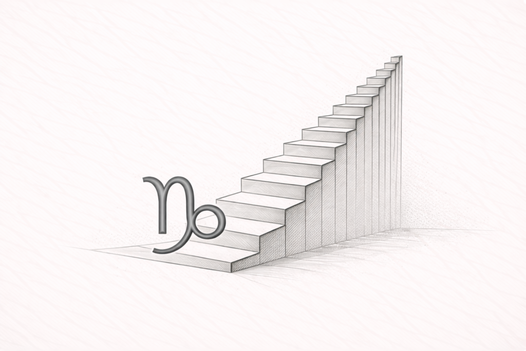 Capricorn symbol and structured staircase